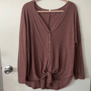 Mauve (XL) Long Sleeve Top